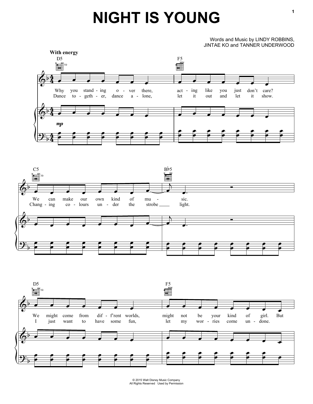 China Anne McClain Night Is Young (from Disney's Descendants) sheet music notes and chords. Download Printable PDF.