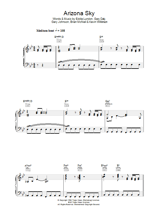 Learn to play China Crisis Arizona Sky sheet music for Piano, Vocal & Guitar Chords in minutes. Price: 7.8900$ China Crisis Arizona Sky sheet music notes and chords arranged for Piano, Vocal & Guitar Chords