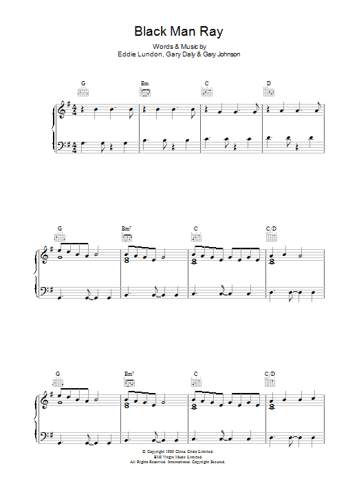 China Crisis Black Man Ray sheet music notes and chords arranged for Piano, Vocal & Guitar Chords