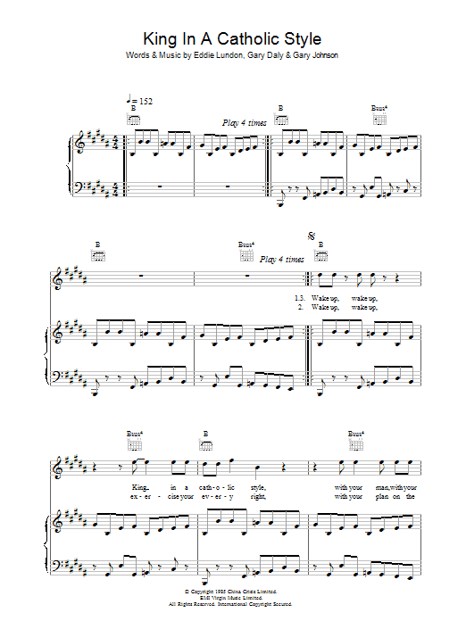 Learn to play China Crisis King In A Catholic Style sheet music for Piano, Vocal & Guitar Chords in minutes. Price: 7.8900$ China Crisis King In A Catholic Style sheet music notes and chords arranged for Piano, Vocal & Guitar Chords