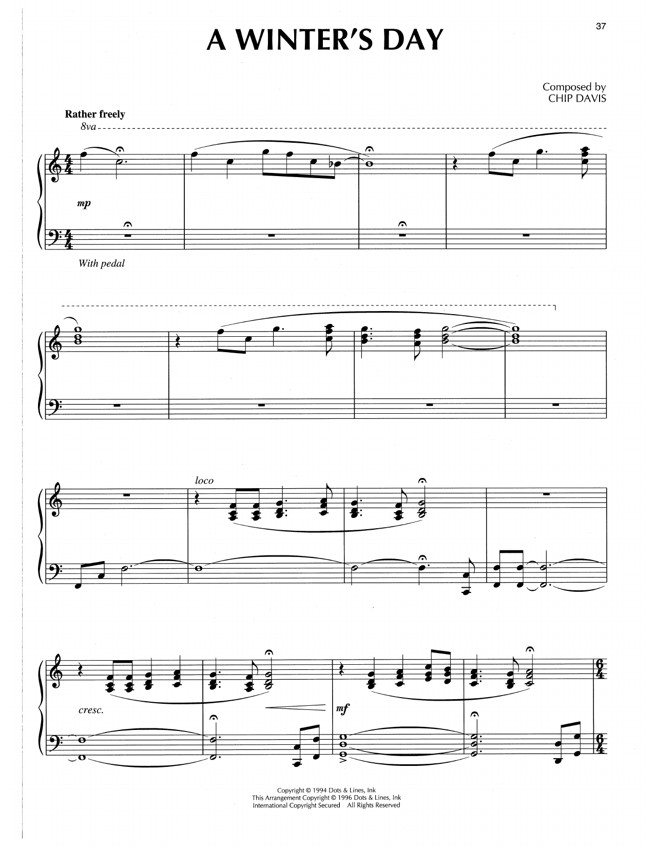 Chip Davis A Winter's Day sheet music notes and chords arranged for Piano Solo