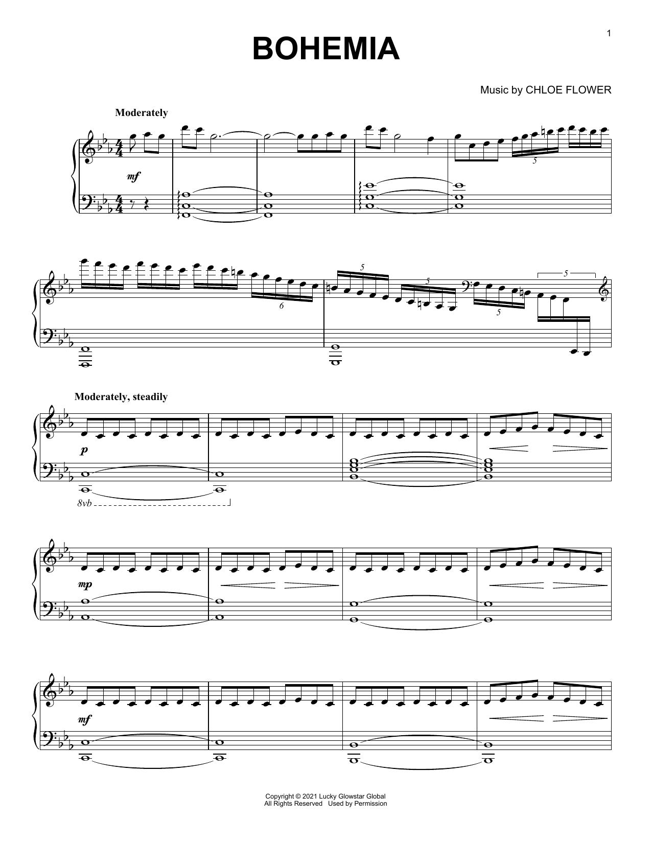 Chloe Flower Bohemia sheet music notes and chords. Download Printable PDF.