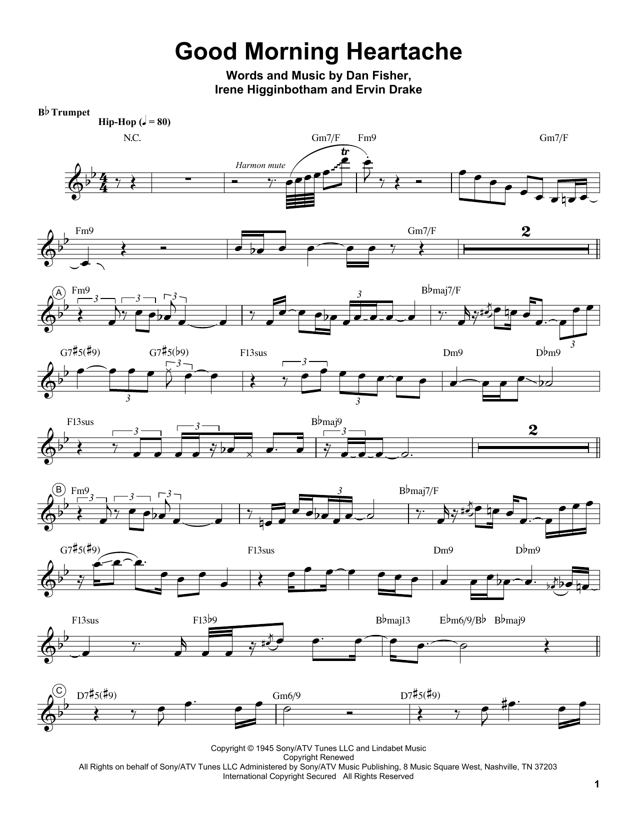 Chris Botti Good Morning Heartache sheet music notes and chords. Download Printable PDF.