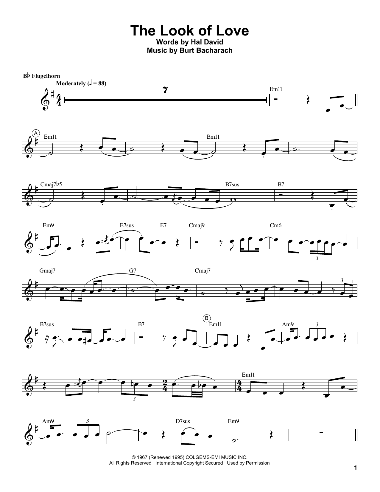 Chris Botti The Look Of Love sheet music notes and chords. Download Printable PDF.