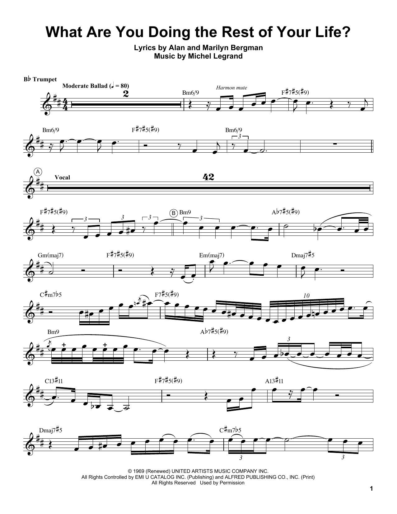 Chris Botti What Are You Doing The Rest Of Your Life? sheet music notes and chords. Download Printable PDF.