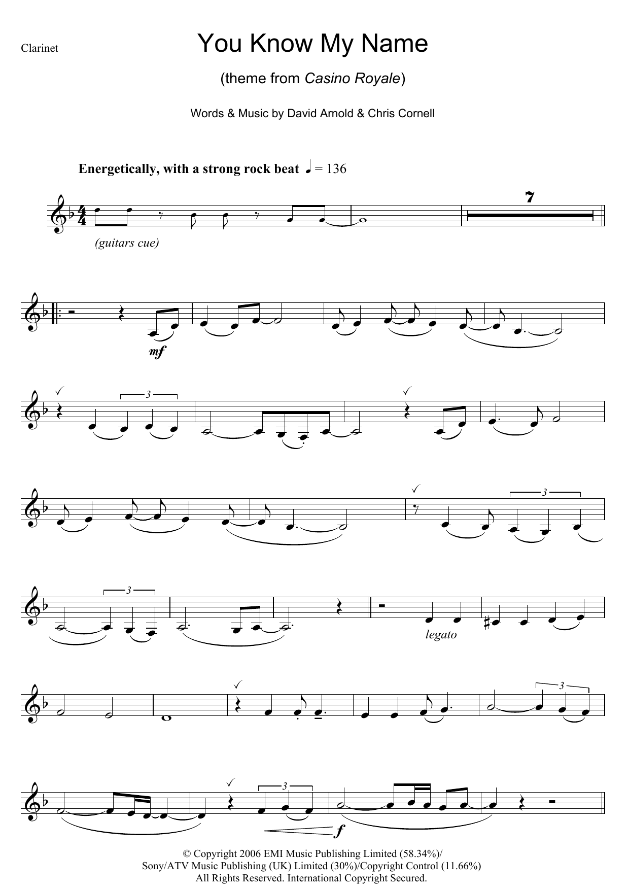 Chris Cornell You Know My Name (theme from James Bond: Casino Royale) sheet music notes and chords. Download Printable PDF.