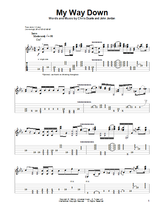 Chris Duarte My Way Down sheet music notes and chords. Download Printable PDF.