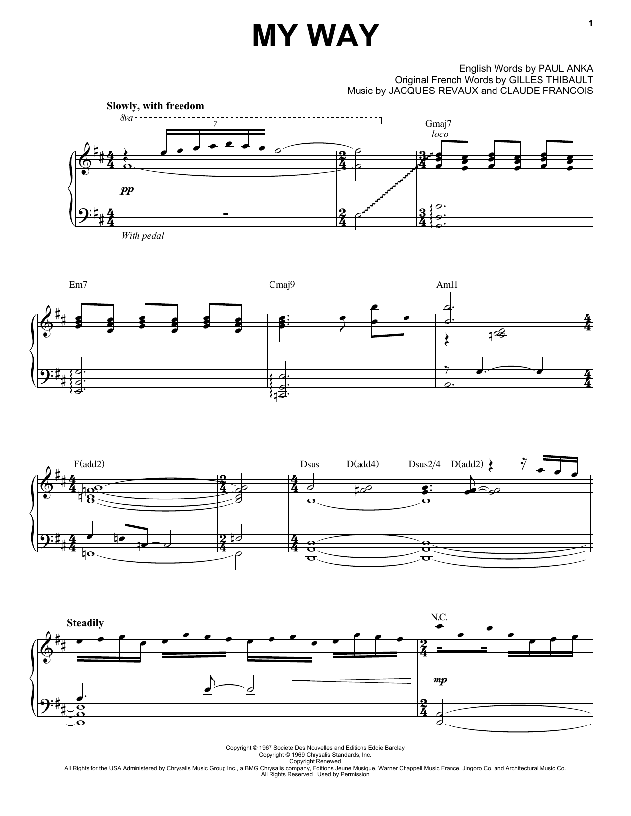 Chris Mann My Way sheet music notes and chords arranged for Piano & Vocal