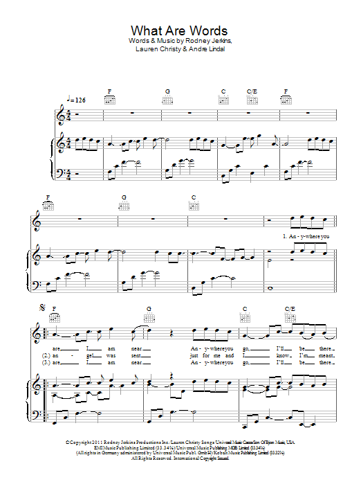 Learn to play Chris Medina What Are Words sheet music for Piano, Vocal & Guitar Chords in minutes. Price: 7.8900$ Chris Medina What Are Words sheet music notes and chords arranged for Piano, Vocal & Guitar Chords