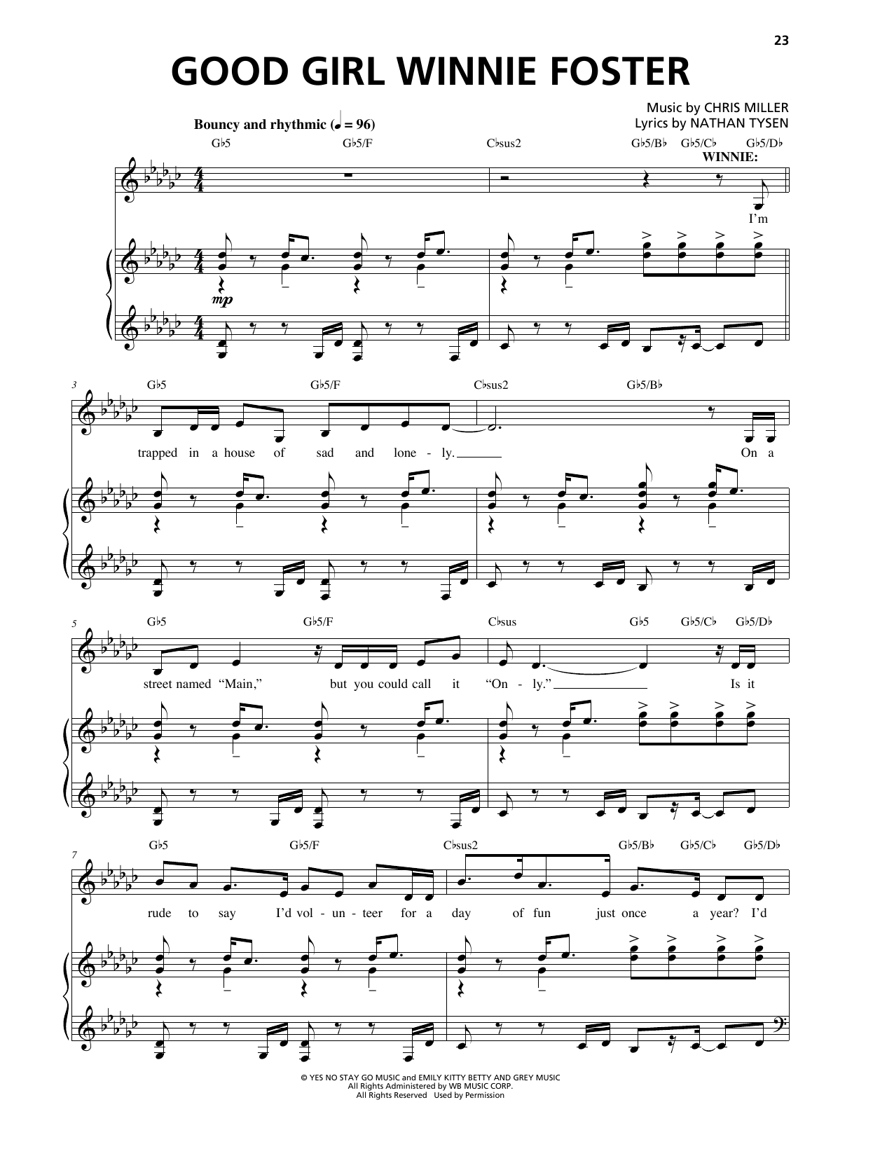 Chris Miller Good Girl Winnie Foster sheet music notes and chords. Download Printable PDF.