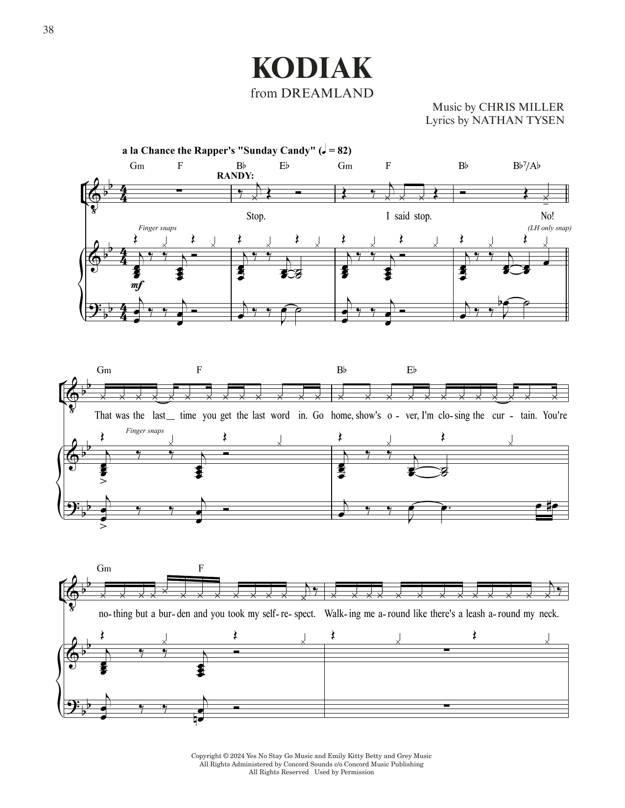 Chris Miller & Nathan Tysen Kodiak (from Dreamland) sheet music notes and chords arranged for Piano & Vocal