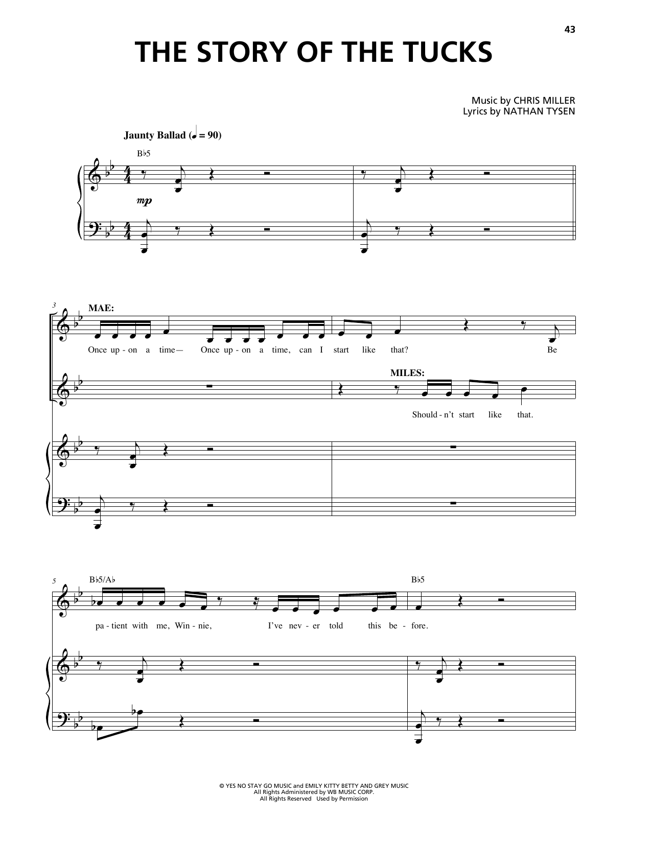 Chris Miller The Story Of The Tucks sheet music notes and chords arranged for Piano & Vocal