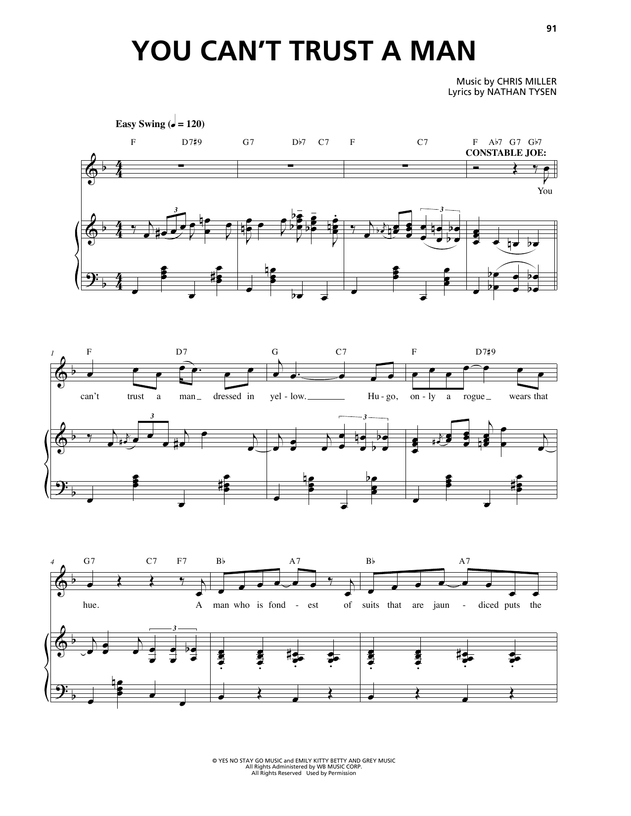 Learn to play Chris Miller You Can't Trust A Man sheet music for Piano & Vocal in minutes. Price: 7.8900$ Chris Miller You Can't Trust A Man sheet music notes and chords arranged for Piano & Vocal