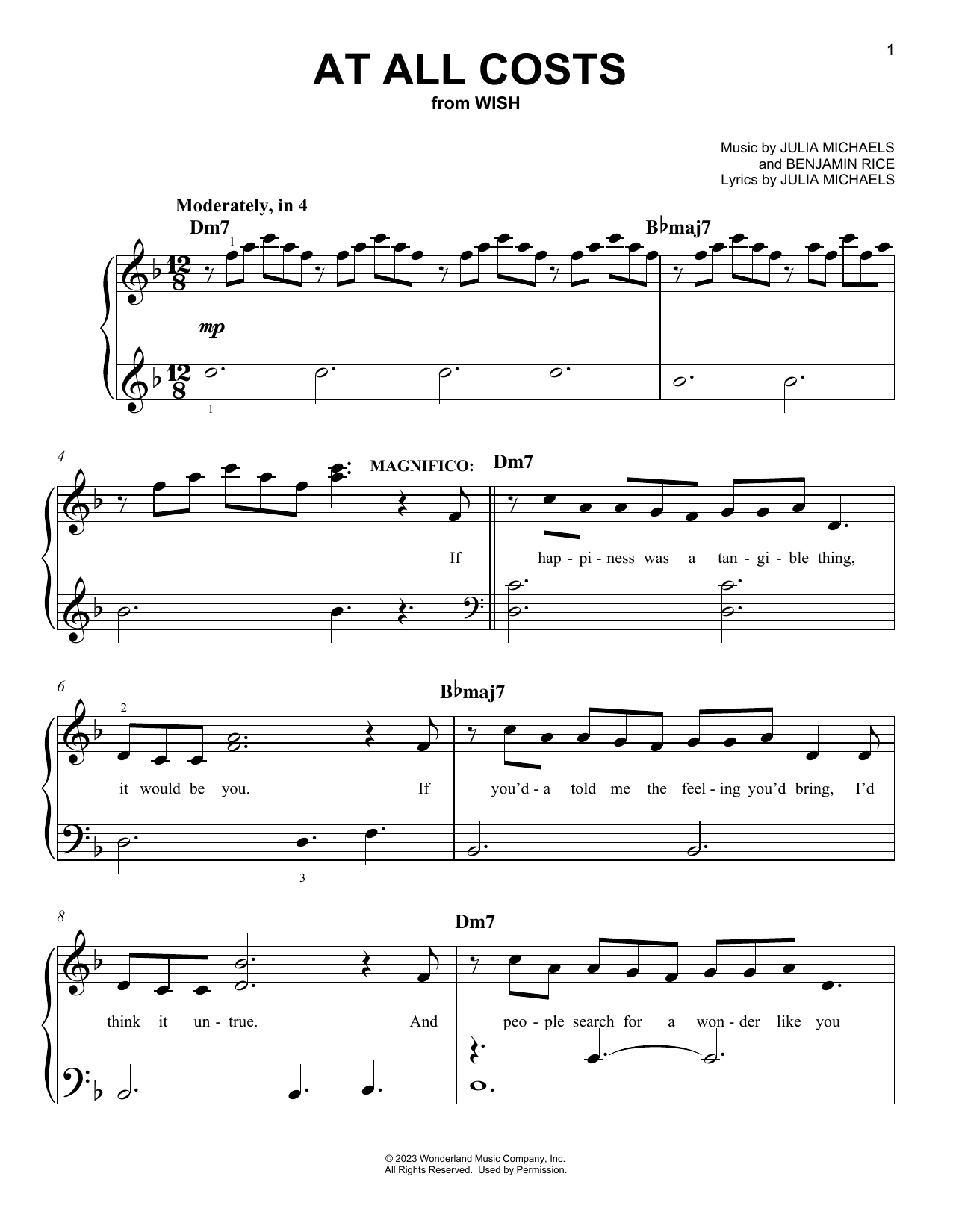 Chris Pine and Ariana DeBose At All Costs (from Wish) sheet music notes and chords. Download Printable PDF.