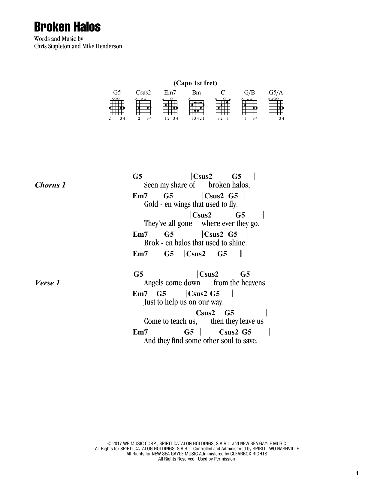 Chris Stapleton Broken Halos sheet music notes and chords. Download Printable PDF.