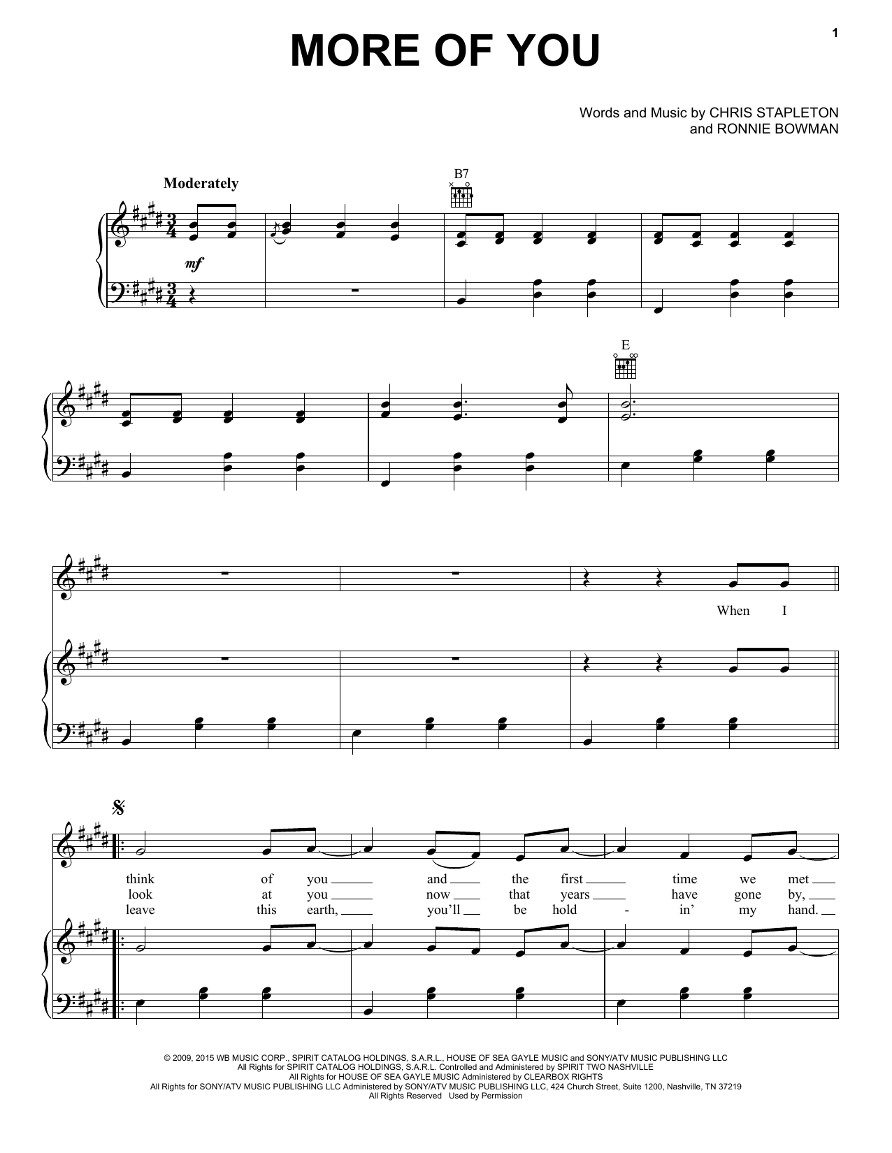 Chris Stapleton More Of You sheet music notes and chords. Download Printable PDF.