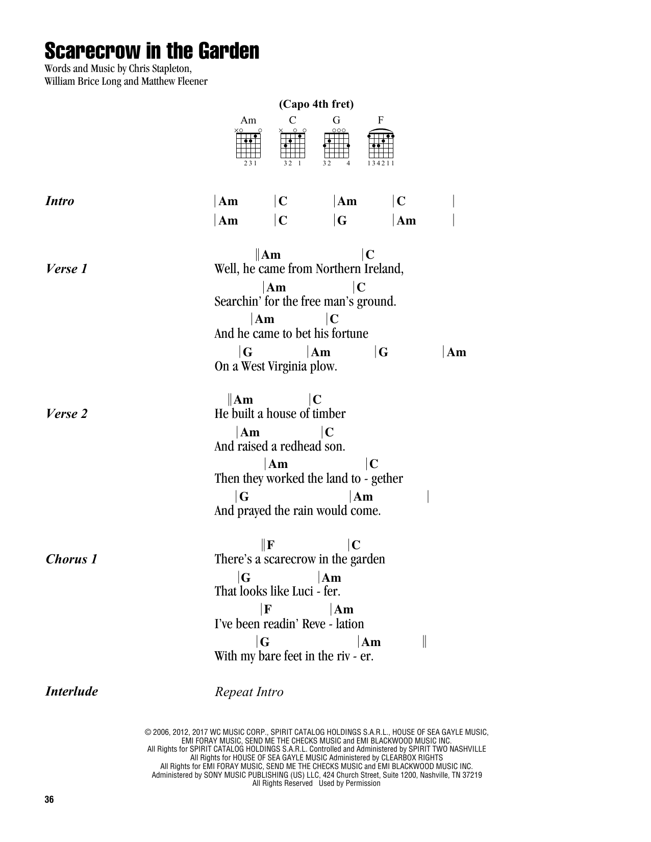 Chris Stapleton Scarecrow In The Garden sheet music notes and chords. Download Printable PDF.