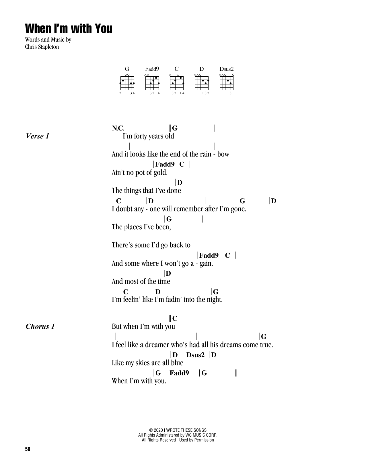 Chris Stapleton When I'm With You sheet music notes and chords. Download Printable PDF.