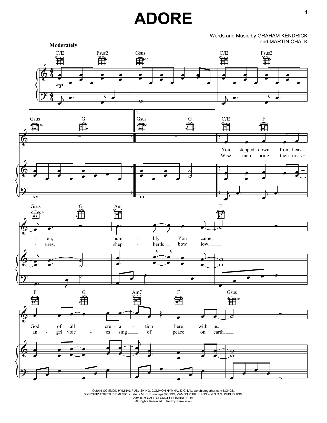 Chris Tomlin Adore sheet music notes and chords. Download Printable PDF.