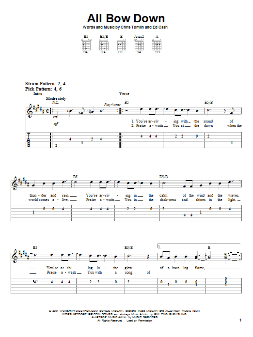 Chris Tomlin All Bow Down sheet music notes and chords. Download Printable PDF.