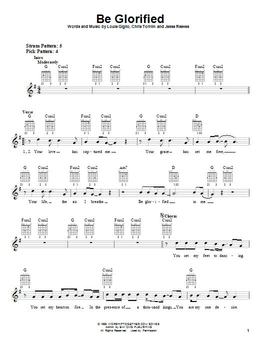 Chris Tomlin Be Glorified sheet music notes and chords. Download Printable PDF.