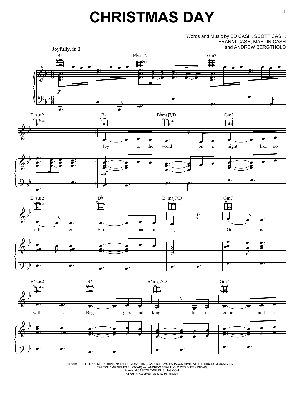 Chris Tomlin Christmas Day (feat. We The Kingdom) sheet music notes and chords. Download Printable PDF.