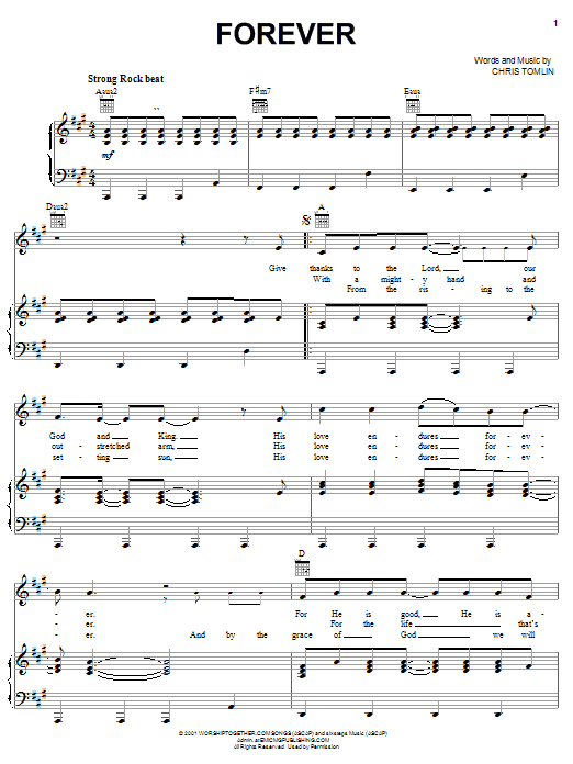 Chris Tomlin Forever sheet music notes and chords. Download Printable PDF.