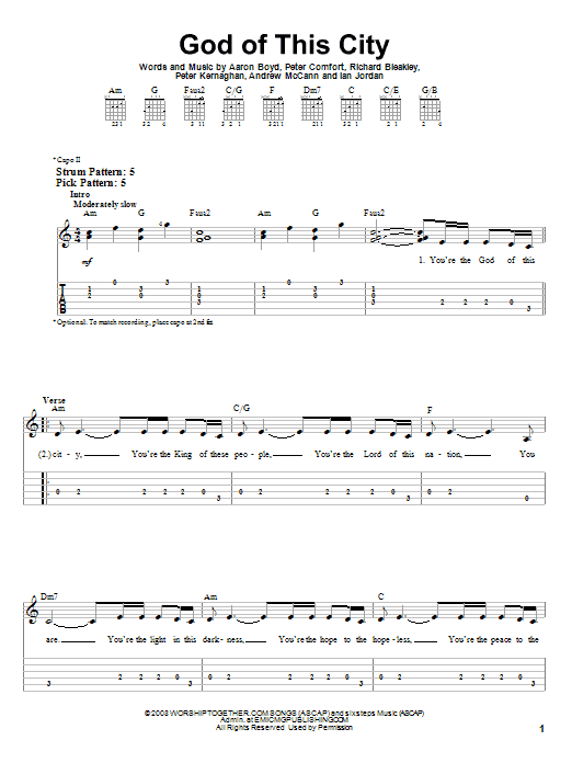 Chris Tomlin God Of This City sheet music notes and chords. Download Printable PDF.