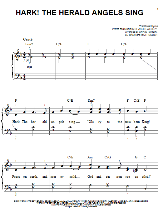 Chris Tomlin Hark! The Herald Angels Sing sheet music notes and chords. Download Printable PDF.