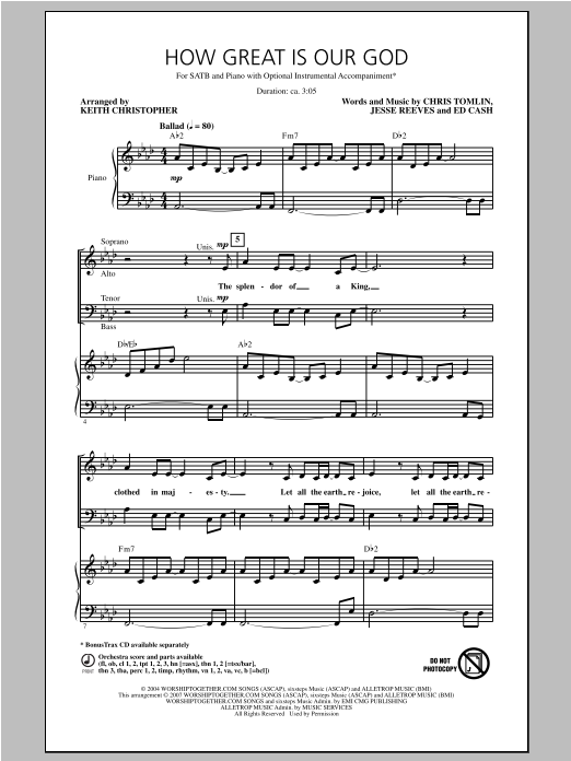 Keith Christopher How Great Is Our God sheet music notes and chords. Download Printable PDF.