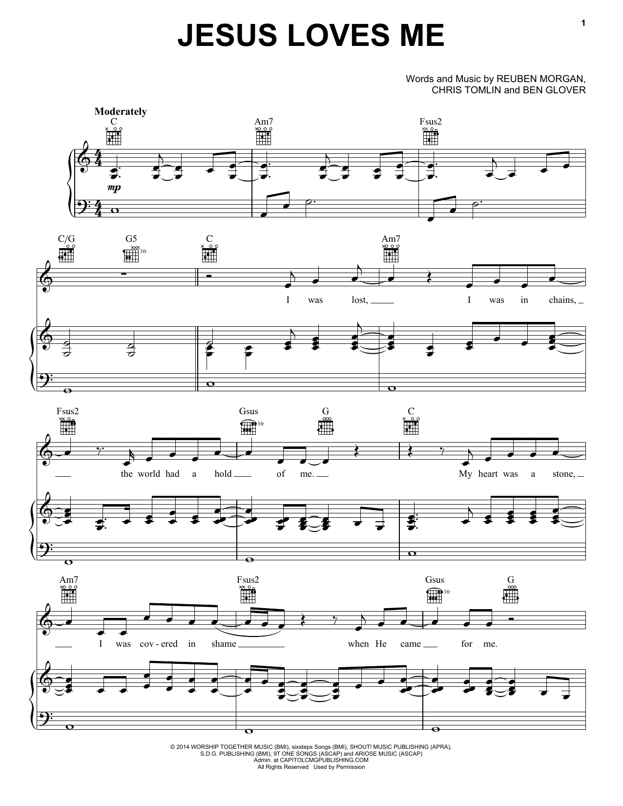 Chris Tomlin Jesus Loves Me sheet music notes and chords. Download Printable PDF.