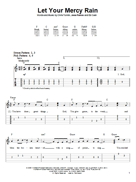 Chris Tomlin Let Your Mercy Rain sheet music notes and chords. Download Printable PDF.