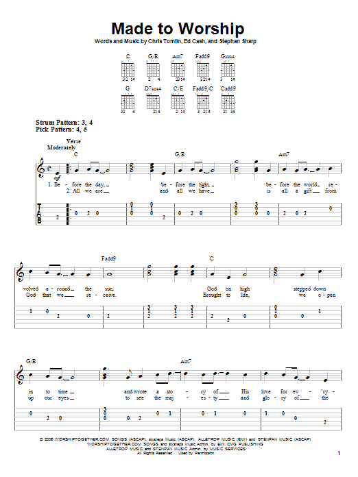 Chris Tomlin Made To Worship sheet music notes and chords. Download Printable PDF.