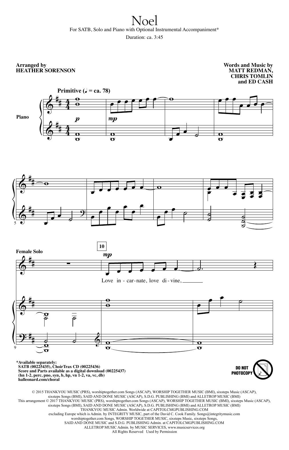 Chris Tomlin Noel (feat. Lauren Daigle) (arr. Heather Sorenson) sheet music notes and chords. Download Printable PDF.