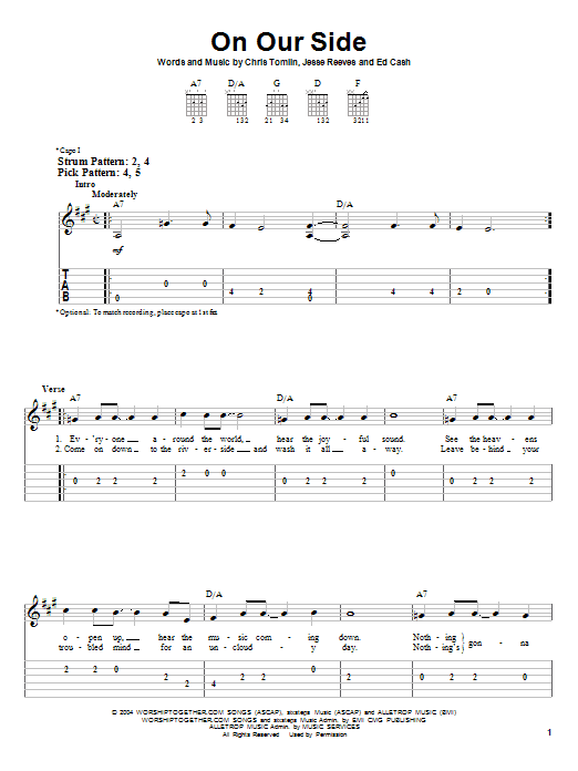 Chris Tomlin On Our Side sheet music notes and chords. Download Printable PDF.