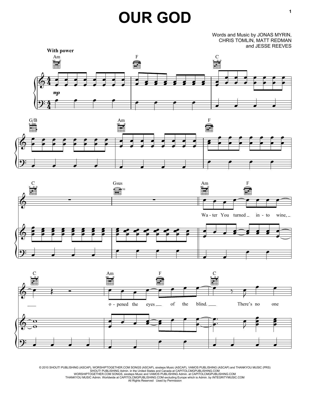 Jonas Myrin Our God sheet music notes and chords. Download Printable PDF.