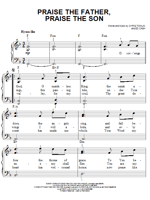 Chris Tomlin Praise The Father, Praise The Son sheet music notes and chords. Download Printable PDF.