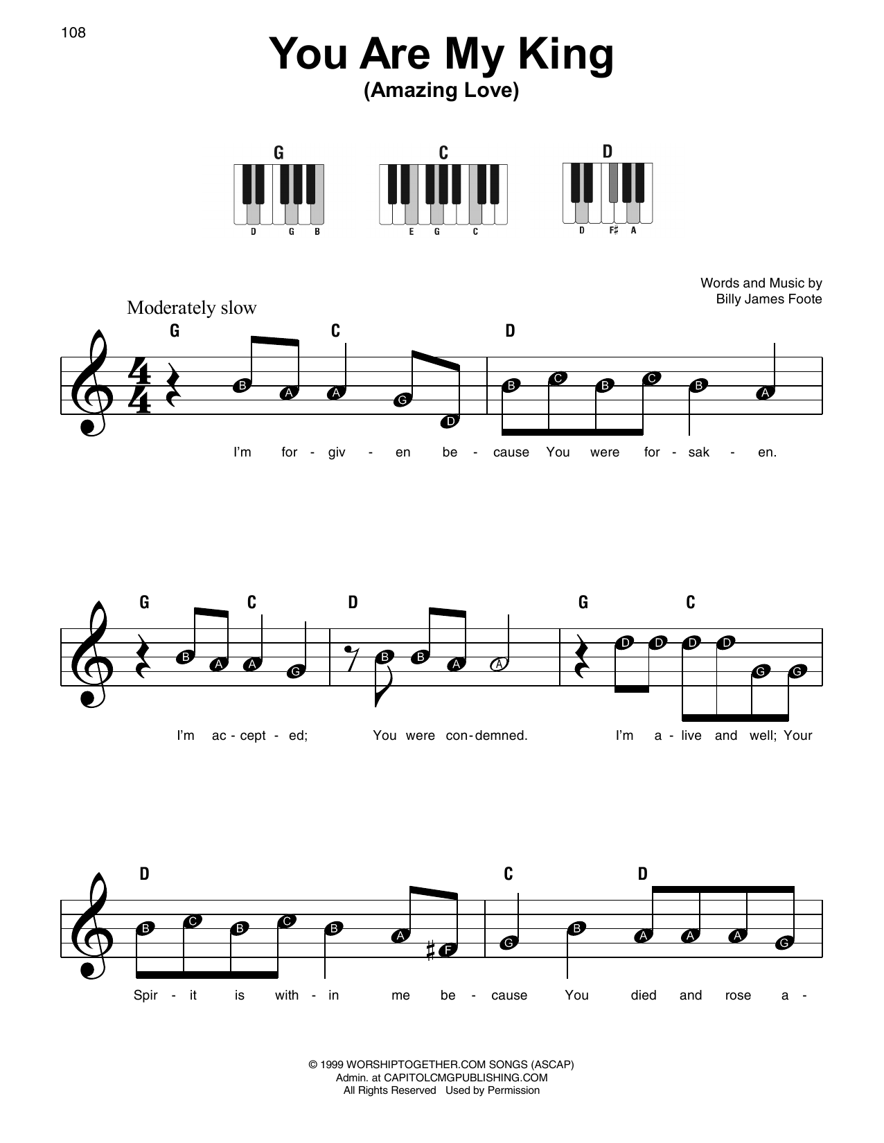 Chris Tomlin You Are My King (Amazing Love) sheet music notes and chords. Download Printable PDF.