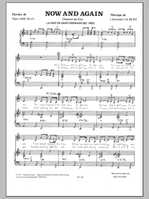 Learn to play Christian Gaubert Now And Again sheet music for Piano & Vocal in minutes. Price: 7.8900$ Christian Gaubert Now And Again sheet music notes and chords arranged for Piano & Vocal