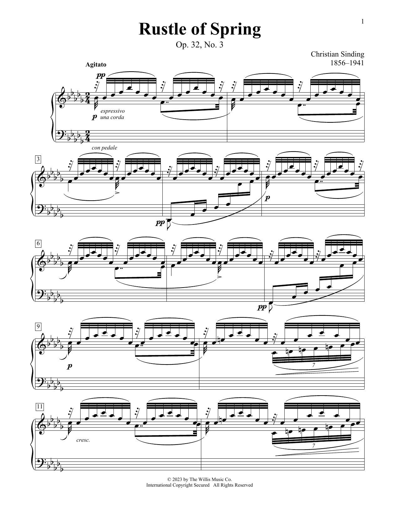 Christian Sinding Rustle Of Spring, Op. 32, No. 3 sheet music notes and chords. Download Printable PDF.