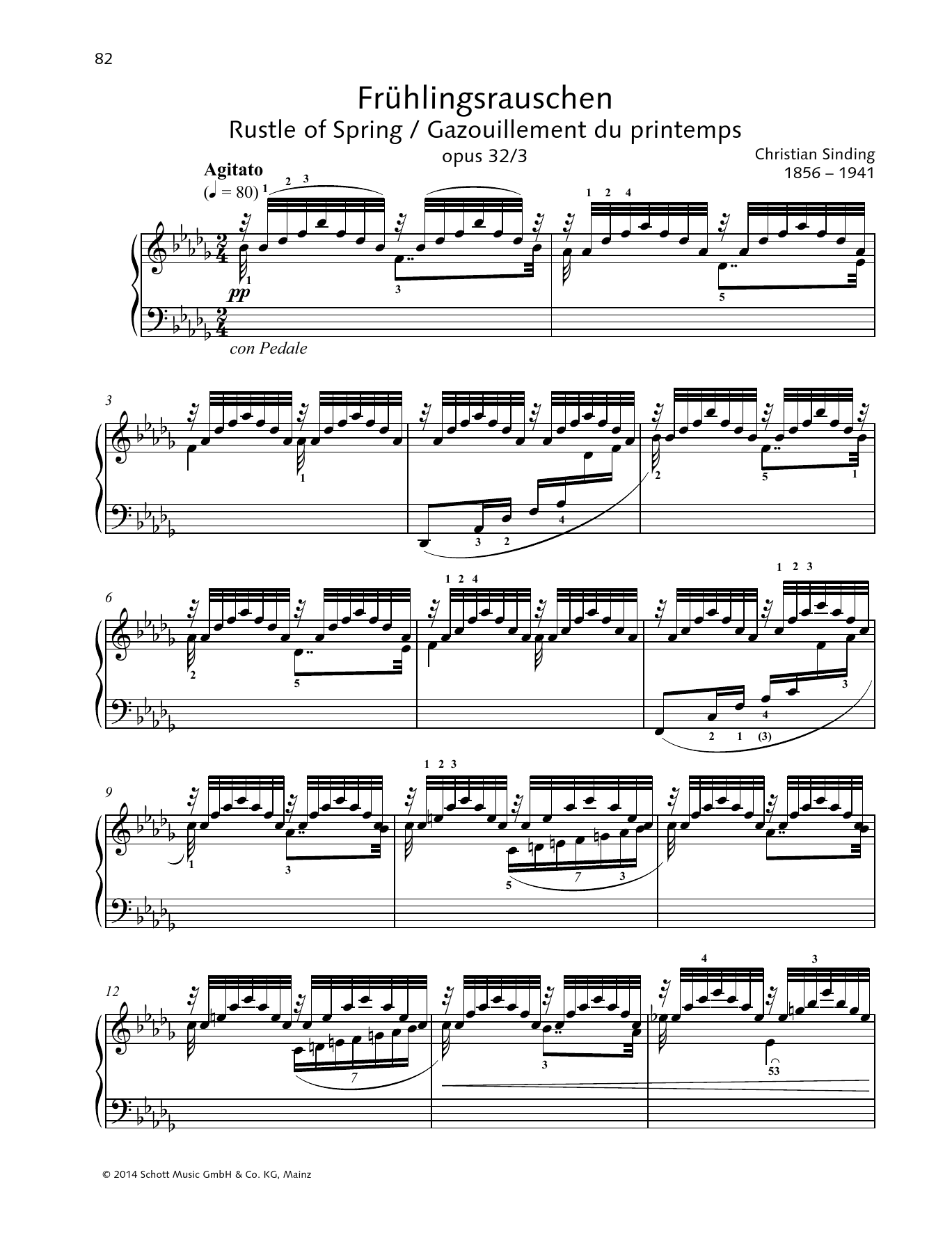 Christian Sinding Rustle of Spring sheet music notes and chords. Download Printable PDF.