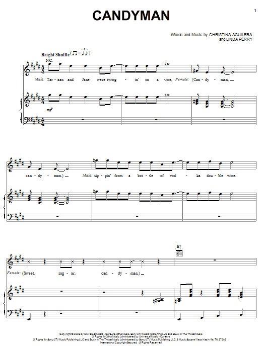 Christina Aguilera Candyman sheet music notes and chords. Download Printable PDF.