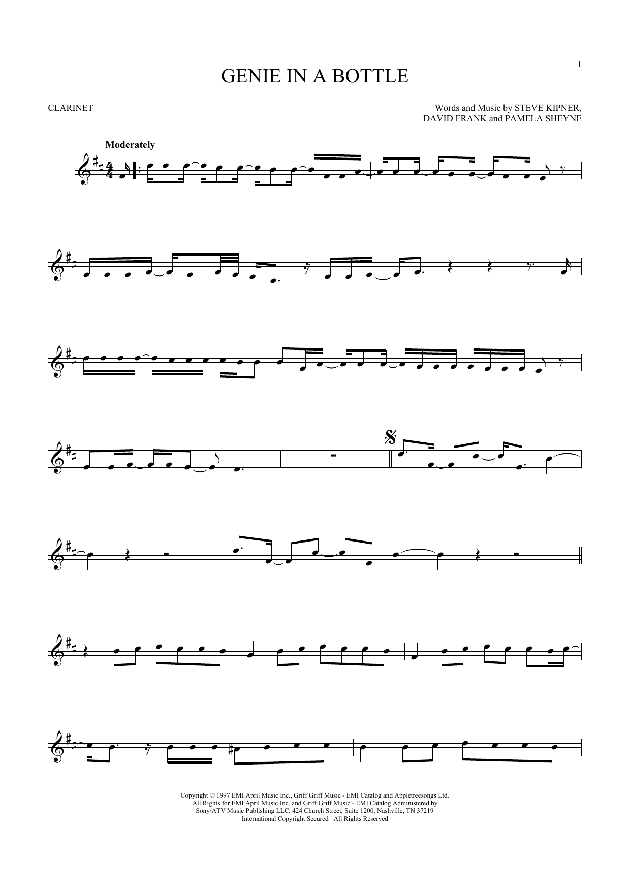 Christina Aguilera Genie In A Bottle sheet music notes and chords. Download Printable PDF.