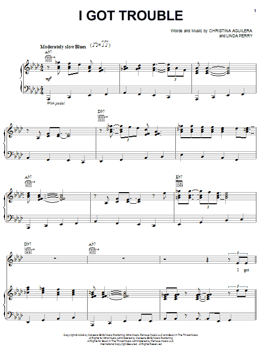 Learn to play Christina Aguilera I Got Trouble sheet music for Piano, Vocal & Guitar Chords (Right-Hand Melody) in minutes. Price: 7.8900$ Christina Aguilera I Got Trouble sheet music notes and chords arranged for Piano, Vocal & Guitar Chords (Right-Hand Melody)