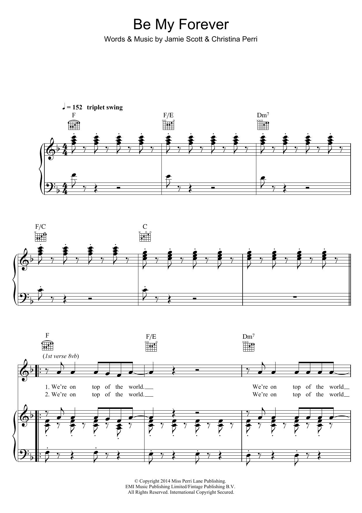 Christina Perri Be My Forever (feat. Ed Sheeran) sheet music notes and chords. Download Printable PDF.