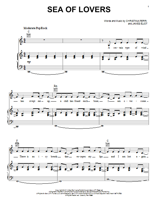 Christina Perri Sea Of Lovers sheet music notes and chords. Download Printable PDF.