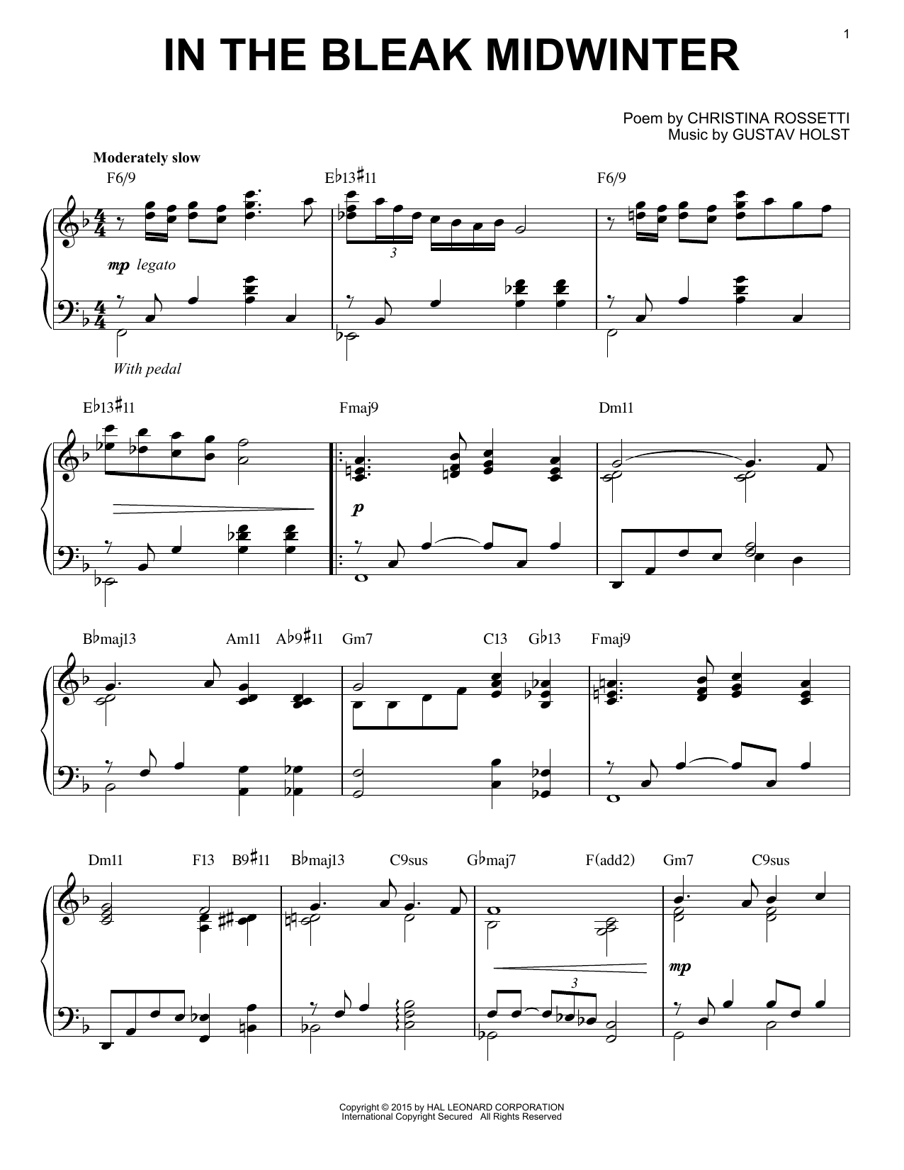 Christina Rossetti In The Bleak Midwinter [Jazz version] (arr. Brent Edstrom) sheet music notes and chords. Download Printable PDF.