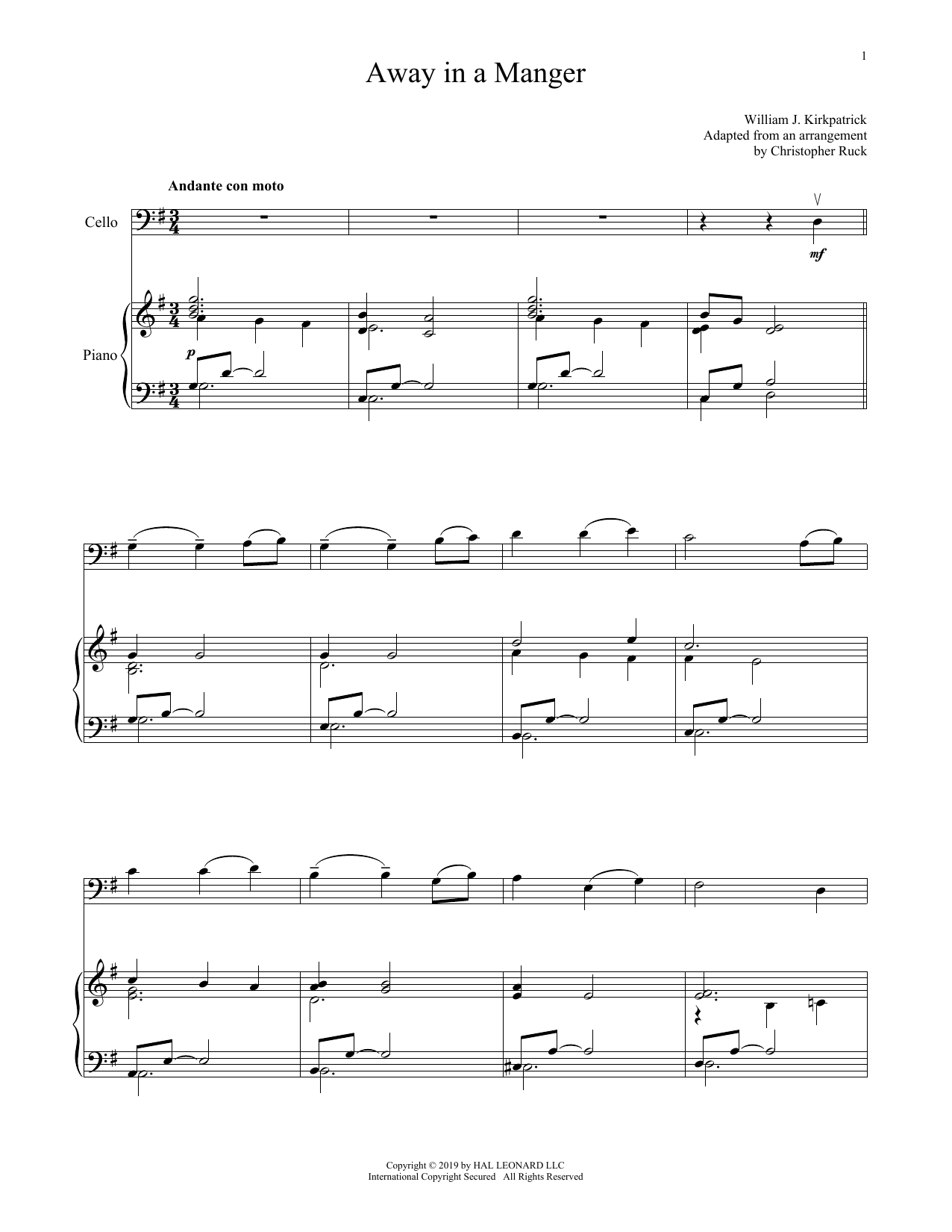 Christmas Carol Away In A Manger sheet music notes and chords. Download Printable PDF.