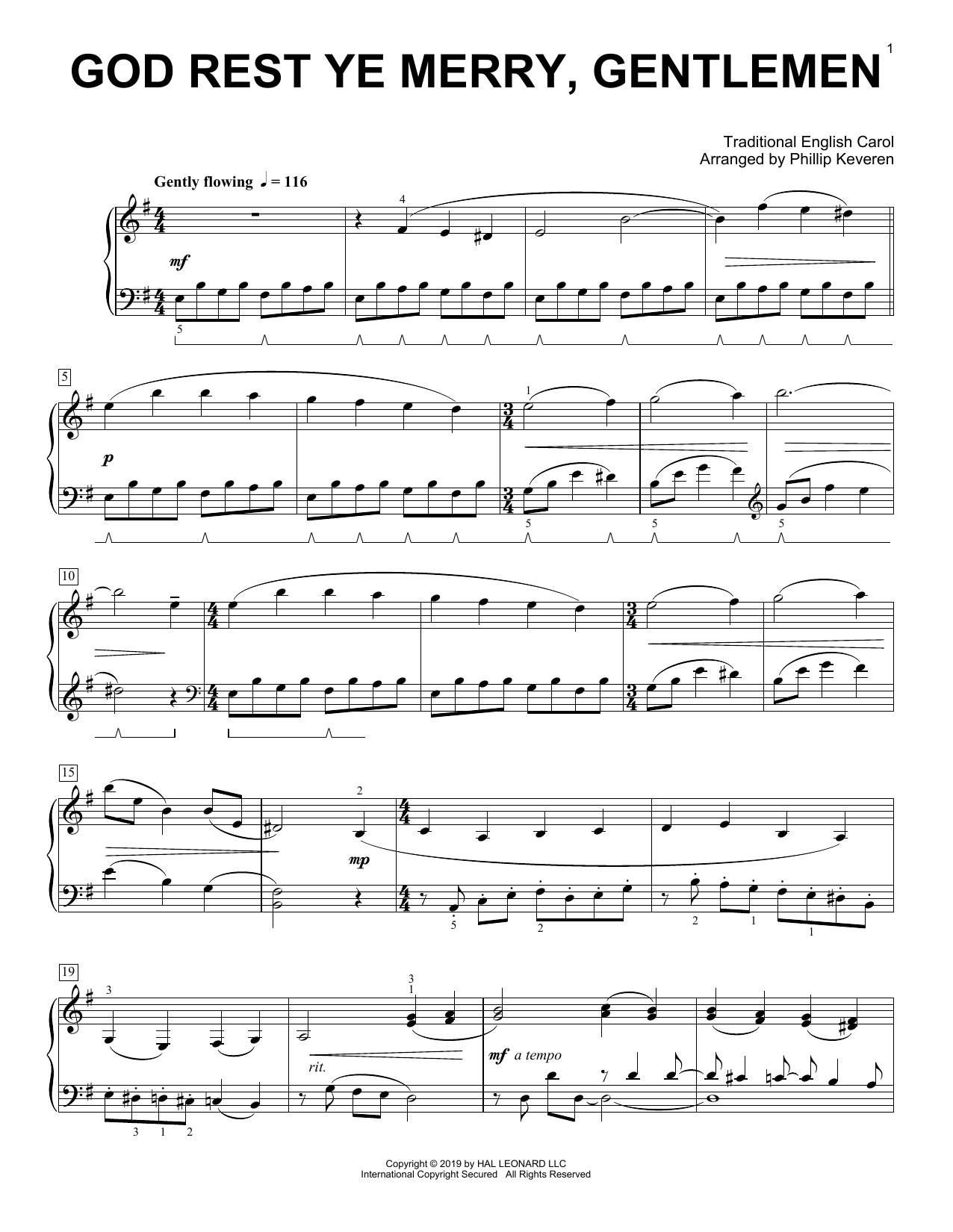 Christmas Carol God Rest Ye Merry, Gentlemen [Classical version] (arr. Phillip Keveren) sheet music notes and chords. Download Printable PDF.