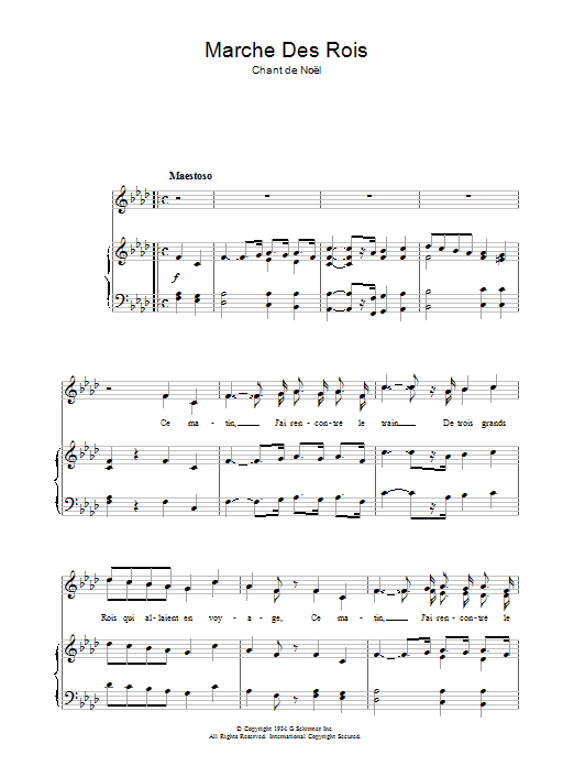 Chant de Noël Marche Des Rois sheet music notes and chords. Download Printable PDF.